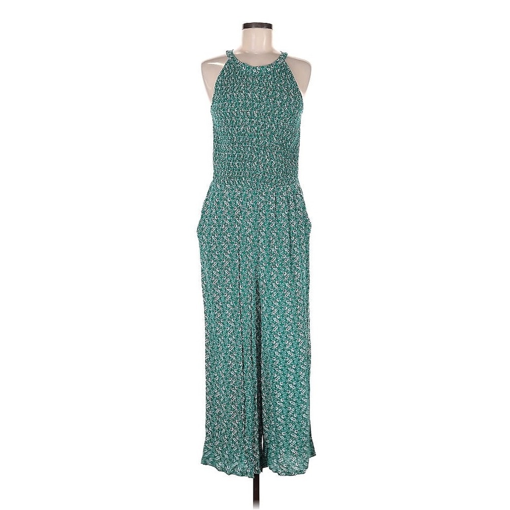 Loft green floral jumpsuit